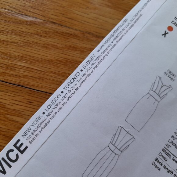 Dress Sewing Pattern Sz 6-12 Vogue 1183 Designer Kay Unger Fitted Mid-Knee Lined - Picture 8 of 10